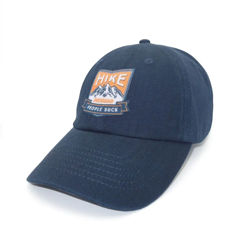 Hike Because People Suck Navy Dad Hat sold by Black Maple Trading
