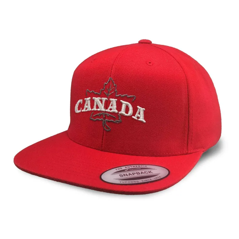 Canada with Leaf Flat Brim Snapback Cap sold by Black Maple Trading