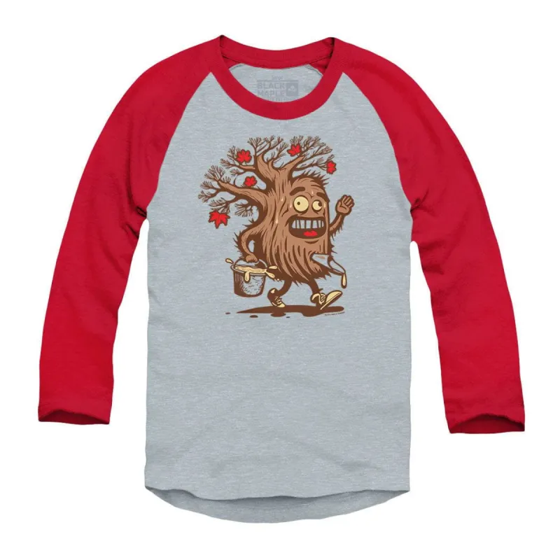 Sappy the Maple Tree Raglan Baseball Shirt made by Black Maple Trading