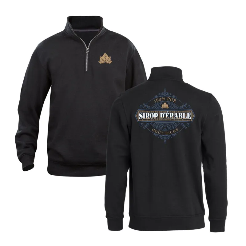 Gout Riche Sirop D'erable Quarter Zip Sweatshirt sold by Black Maple Trading