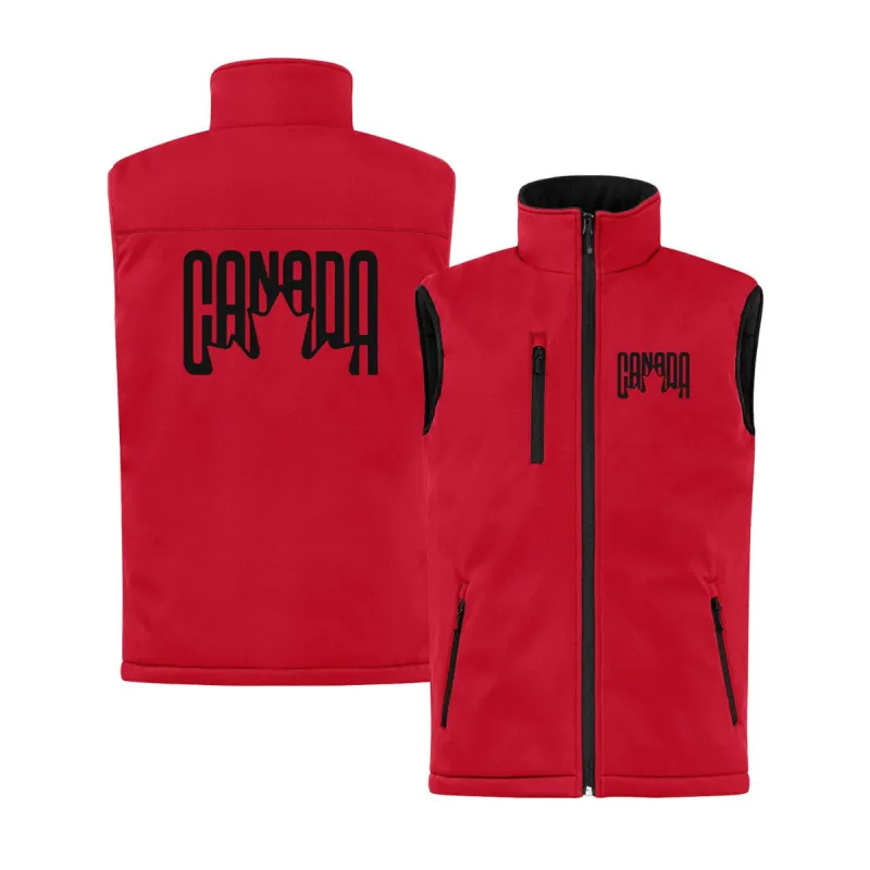 Canada Leaf Retro Design Insulated Soft Shell Vest sold by Black Maple Trading