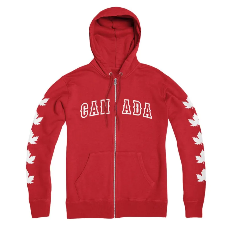 Canada Maple Leaf Sleeve Zip Hoodie sold by Black Maple Trading