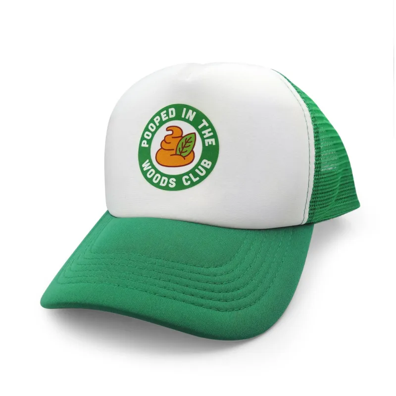 Pooped in the Woods Club Retro Foam Trucker Hat sold by Black Maple Trading