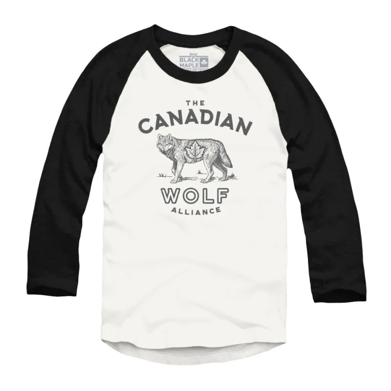 Canadian Wolf Alliance Raglan Baseball Shirt sold by Black Maple Trading