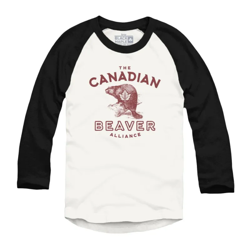 Canadian Beaver Alliance Raglan Baseball Shirt sold by Black Maple Trading