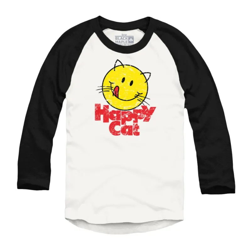 Happy Cat Raglan Baseball Shirt sold by Black Maple Trading