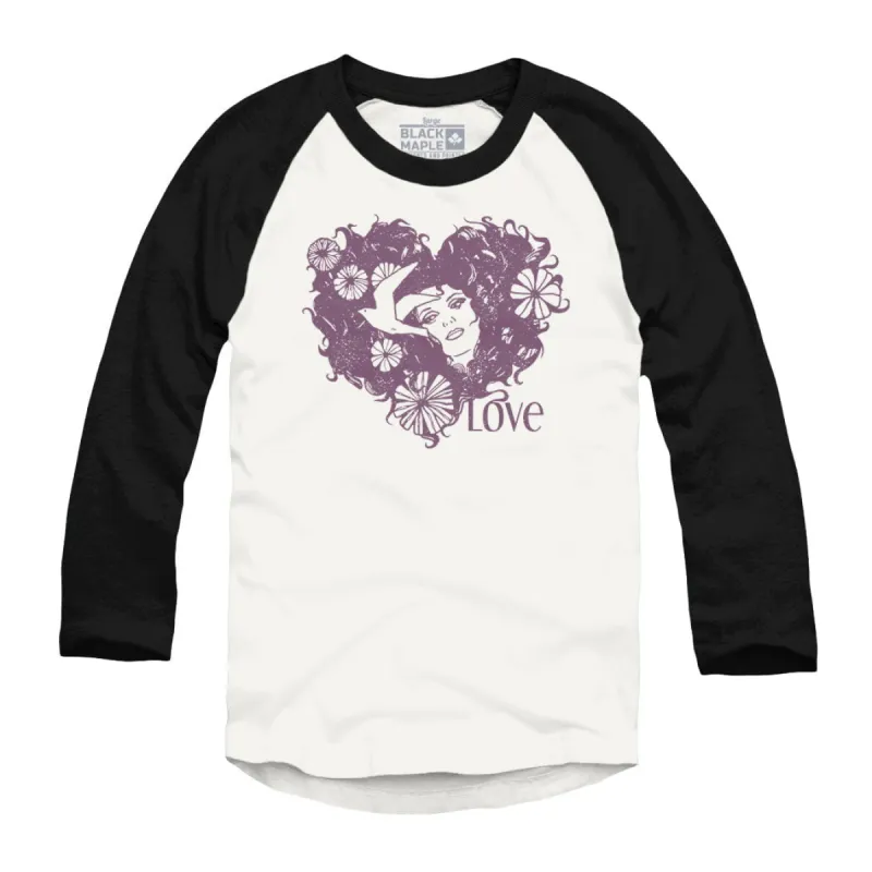 Love Hippie Hair Raglan Baseball Shirt sold by Black Maple Trading