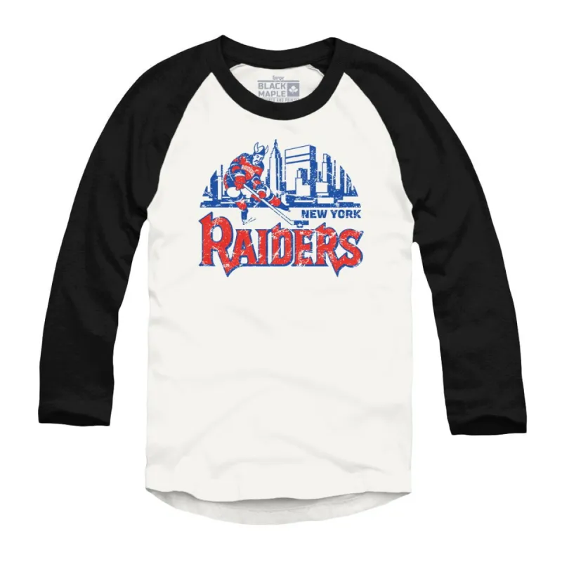 New York Raiders Raglan sold by Black Maple Trading