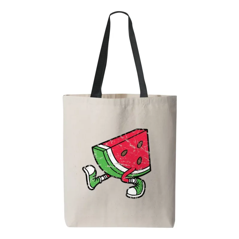 The Best Watermelon Slice Tote Bag Natural with Black sold by Black Maple Trading
