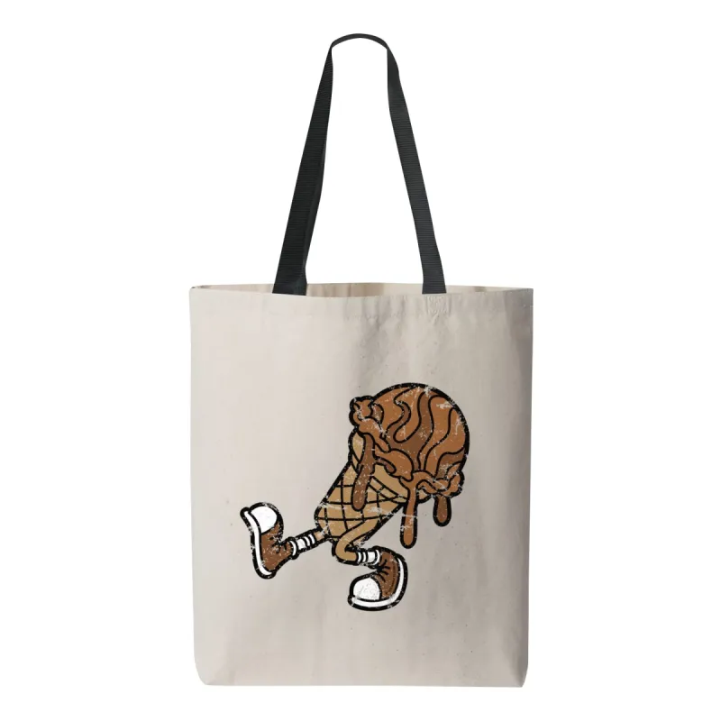 The Best Chocolate Ice Cream Cone Canvas Tote Bag Natural with Black sold by Black Maple Trading