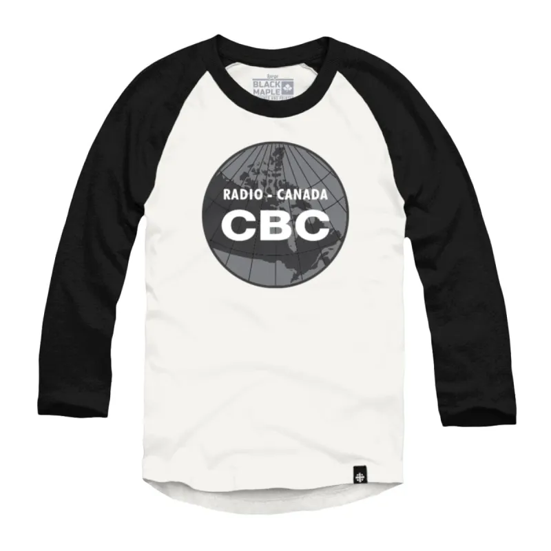 CBC 1958 Vintage Round Map Logo Raglan Baseball Shirt sold by Black Maple Trading
