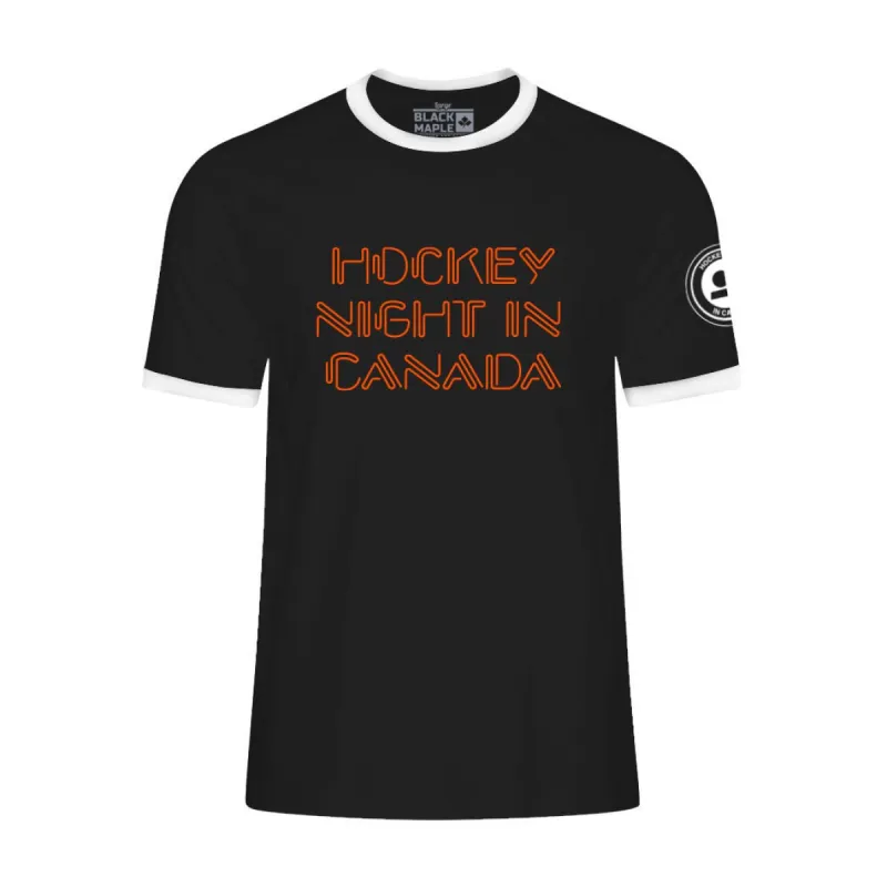 Retro HNIC Neon Sign Ringer T-shirt sold by Black Maple Trading