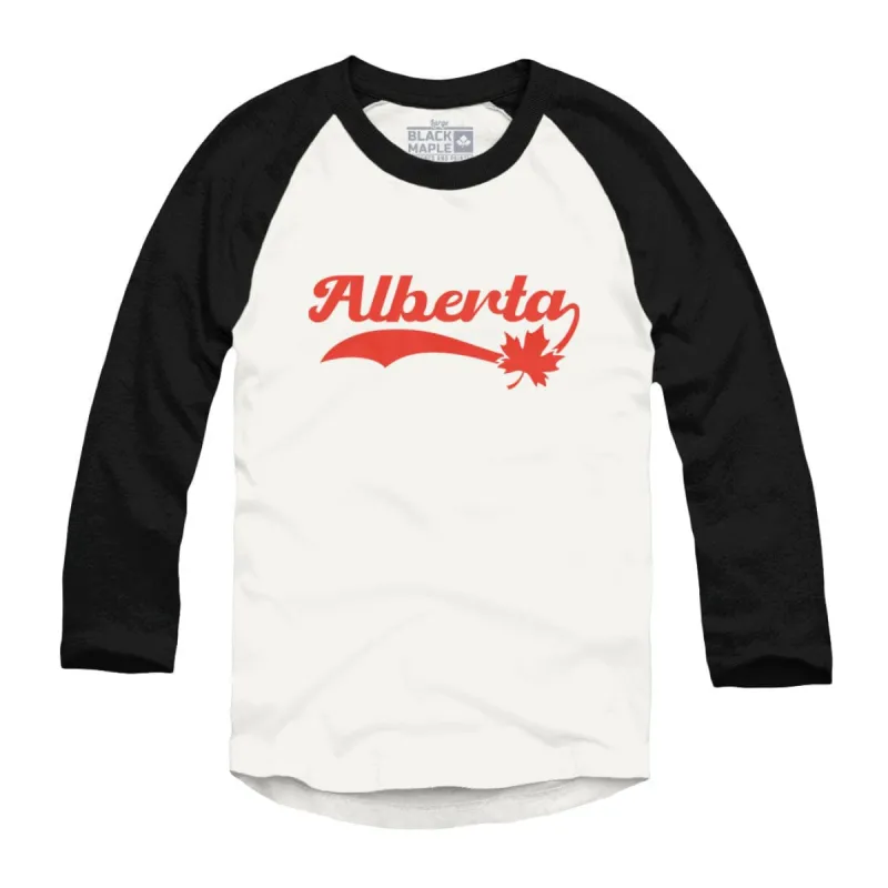 Alberta Retro Baseball Logo Raglan Baseball Shirt sold by Black Maple Trading