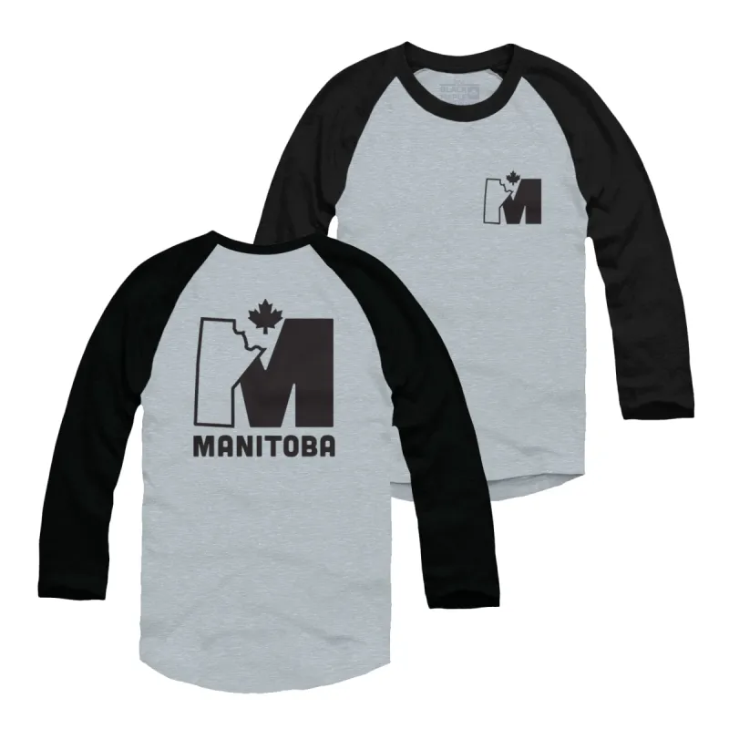 Manitoba M Logo Raglan Baseball Shirt sold by Black Maple Trading