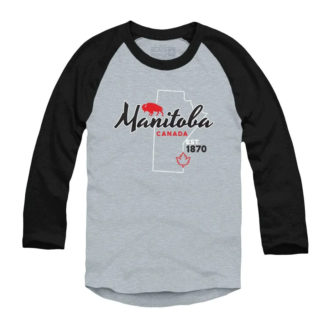 Manitoba Est 1870 Map Raglan Baseball Shirt sold by Black Maple Trading product image thumbnail 2
