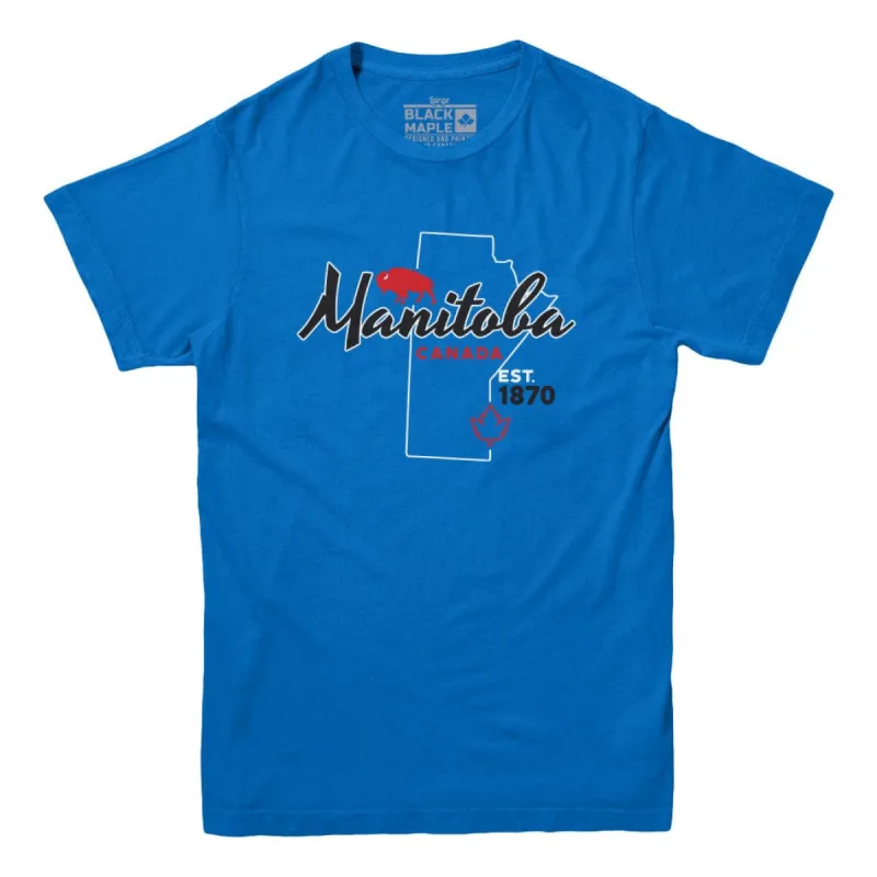 Manitoba Est 1870 Map T-shirt sold by Black Maple Trading