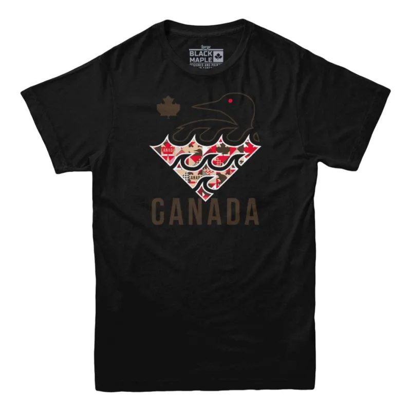 Loon Patchwork T-shirt sold by Black Maple Trading