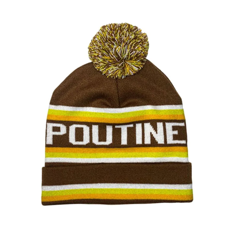 POUTINE Knitted Cuffed Tuque with Pom Pom sold by Black Maple Trading