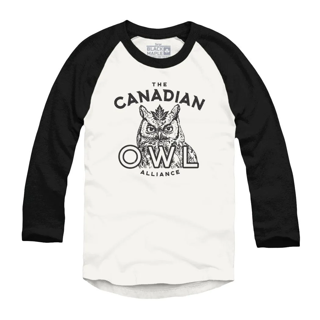 Canadian Owl Alliance Raglan Baseball Shirt sold by Black Maple Trading
