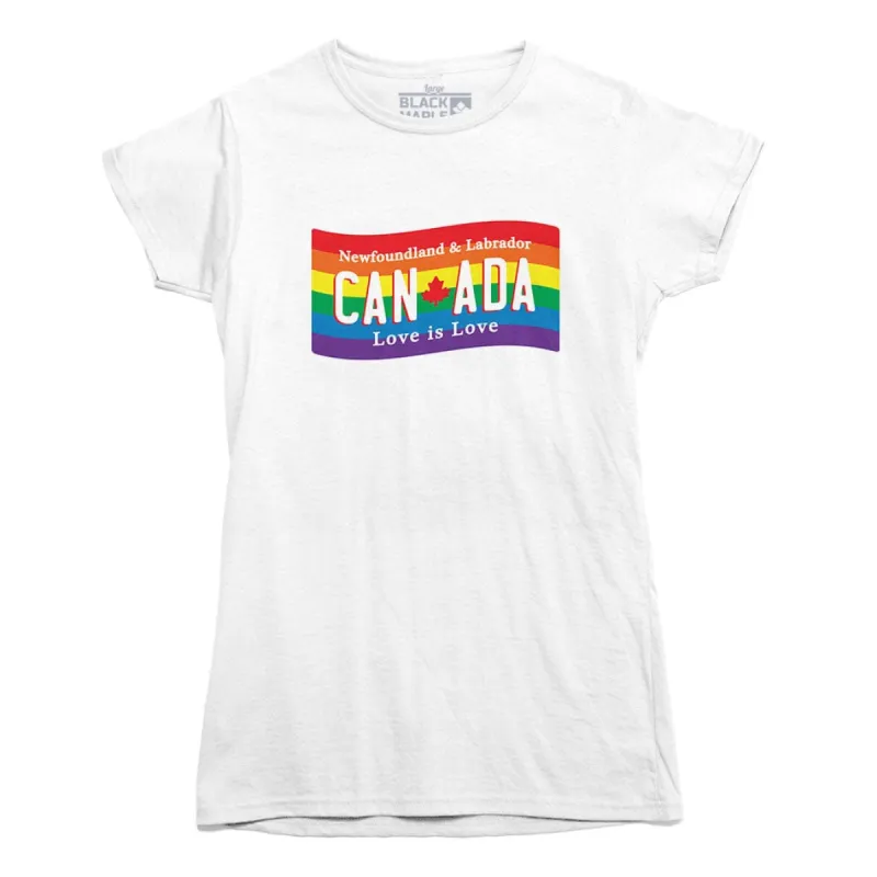 Newfoundland and Labrador Love is Love T-shirt sold by Black Maple Trading