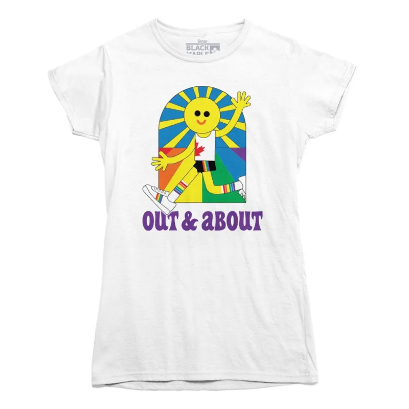 Out and About LGBTQ Pride T-shirt sold by Black Maple Trading