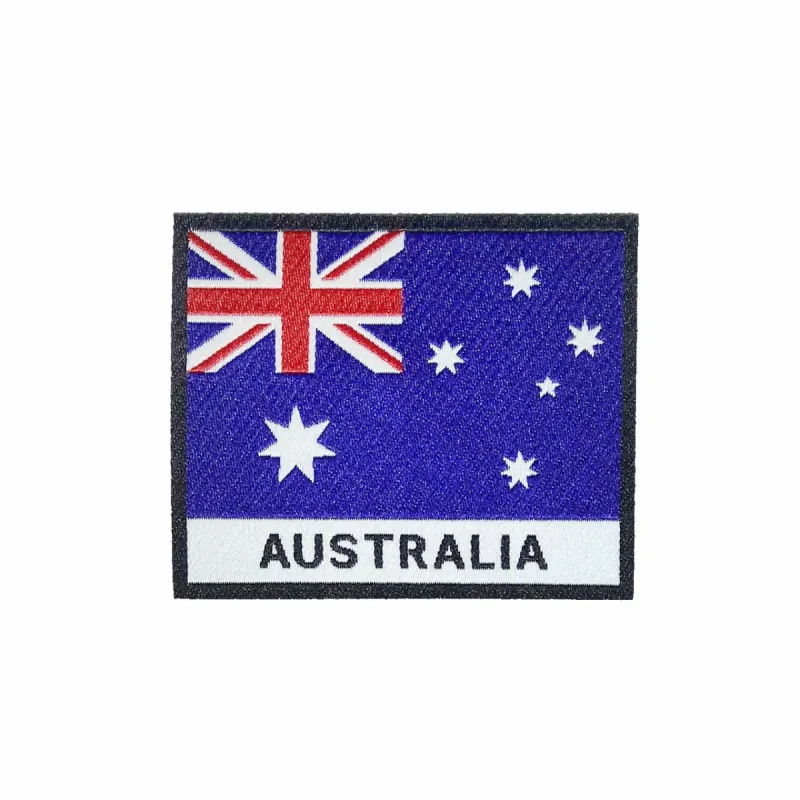 Australia Flag Black Frame Iron On Patch sold by Black Maple Trading