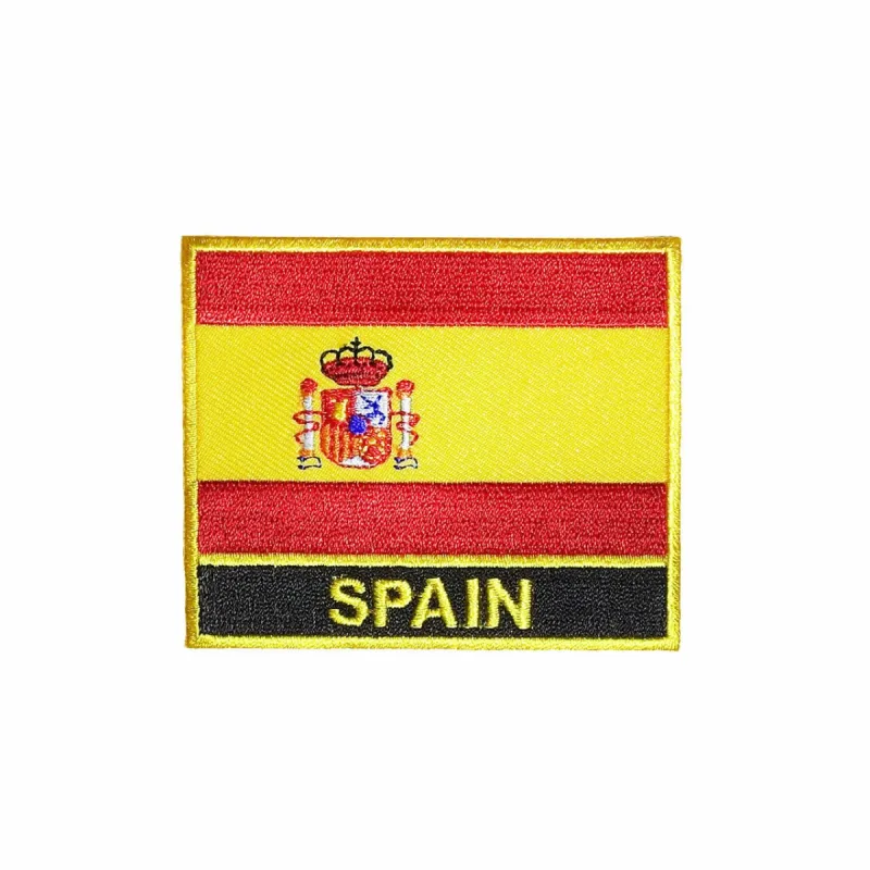 Spain Flag Gold Frame Iron On Patch sold by Black Maple Trading