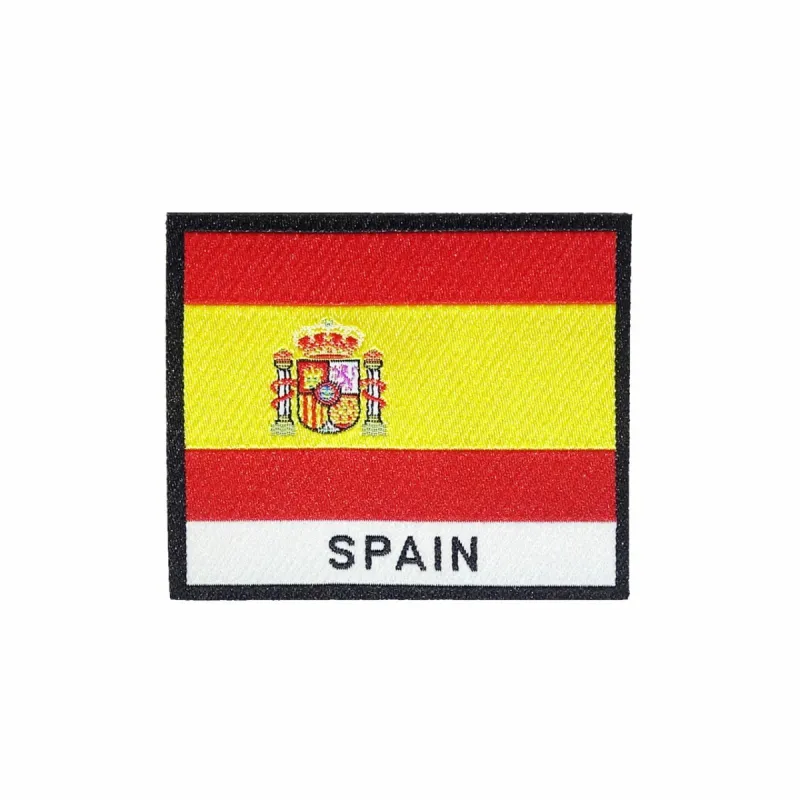 Spain Flag Black Frame Iron On Patch sold by Black Maple Trading