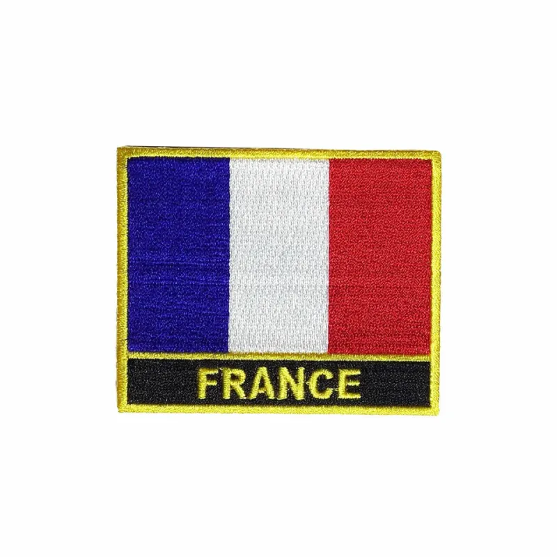France Flag Gold Frame Iron On Patch sold by Black Maple Trading