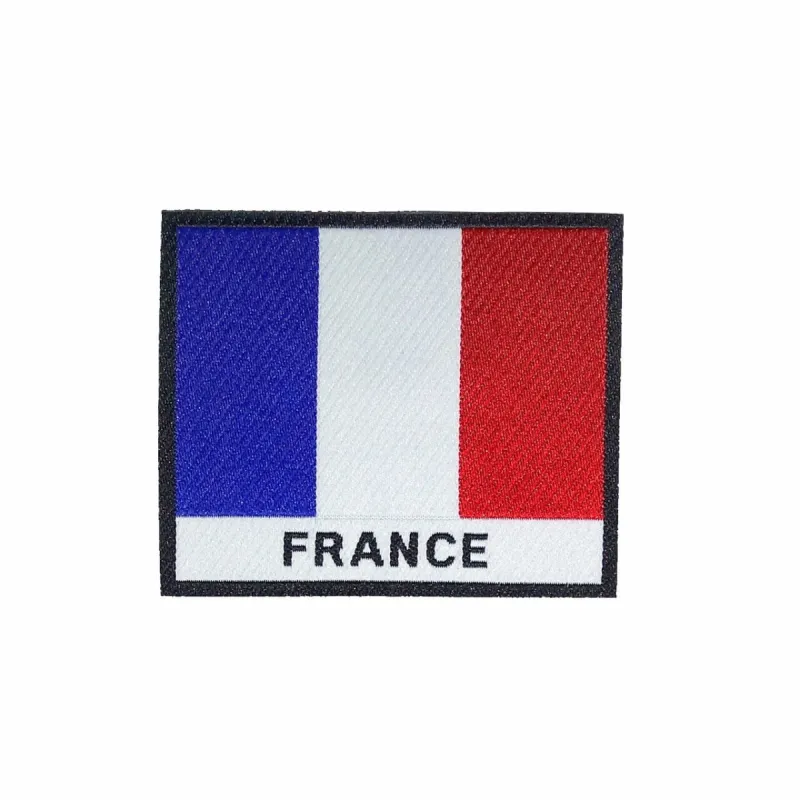 France Flag Black Frame Iron On Patch sold by Black Maple Trading