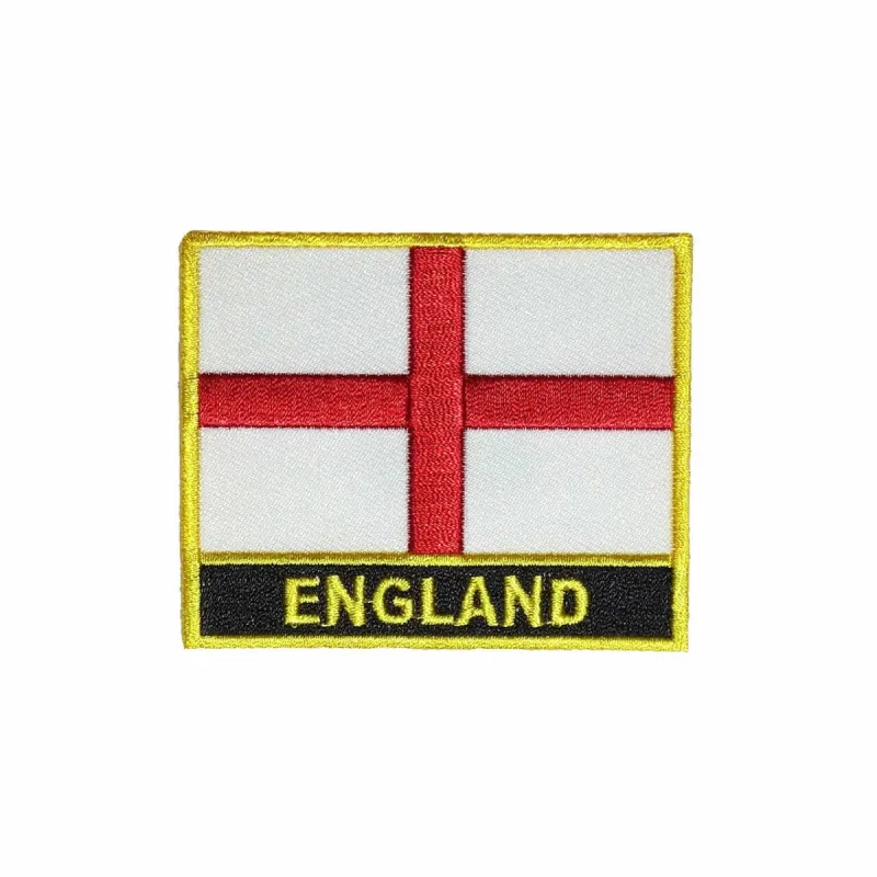 England Flag Gold Frame Iron On Patch sold by Black Maple Trading