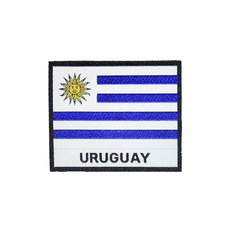 Uruguay Flag Black Frame Iron On Patch sold by Black Maple Trading