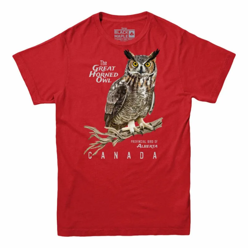 Alberta Great Horned Owl Provincial Bird T-shirt sold by Black Maple Trading