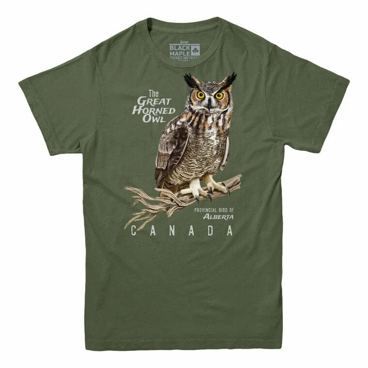 Alberta Great Horned Owl Provincial Bird T-shirt sold by Black Maple Trading product image thumbnail 3