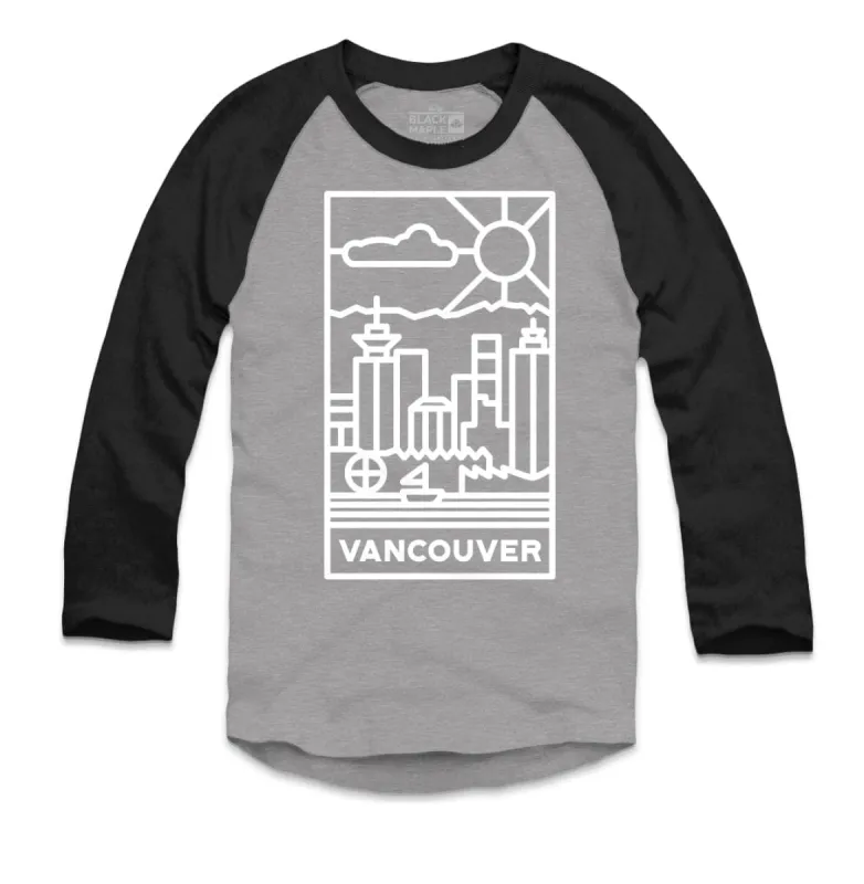 Vancouver Stained Glass Light Logo Raglan Baseball Shirt sold by Black Maple Trading