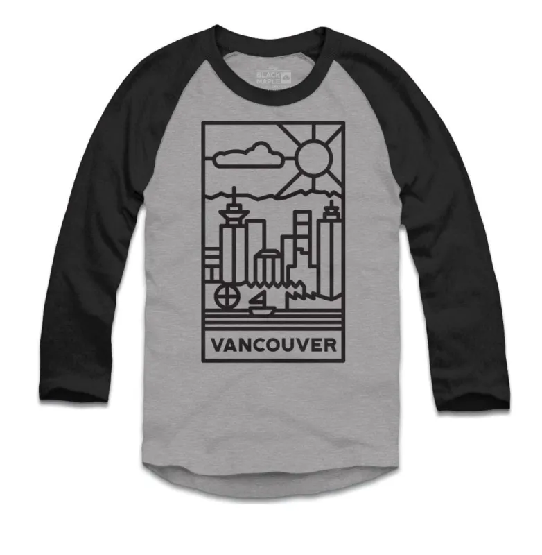 Vancouver Stained Glass Dark Logo Raglan Baseball Shirt sold by Black Maple Trading