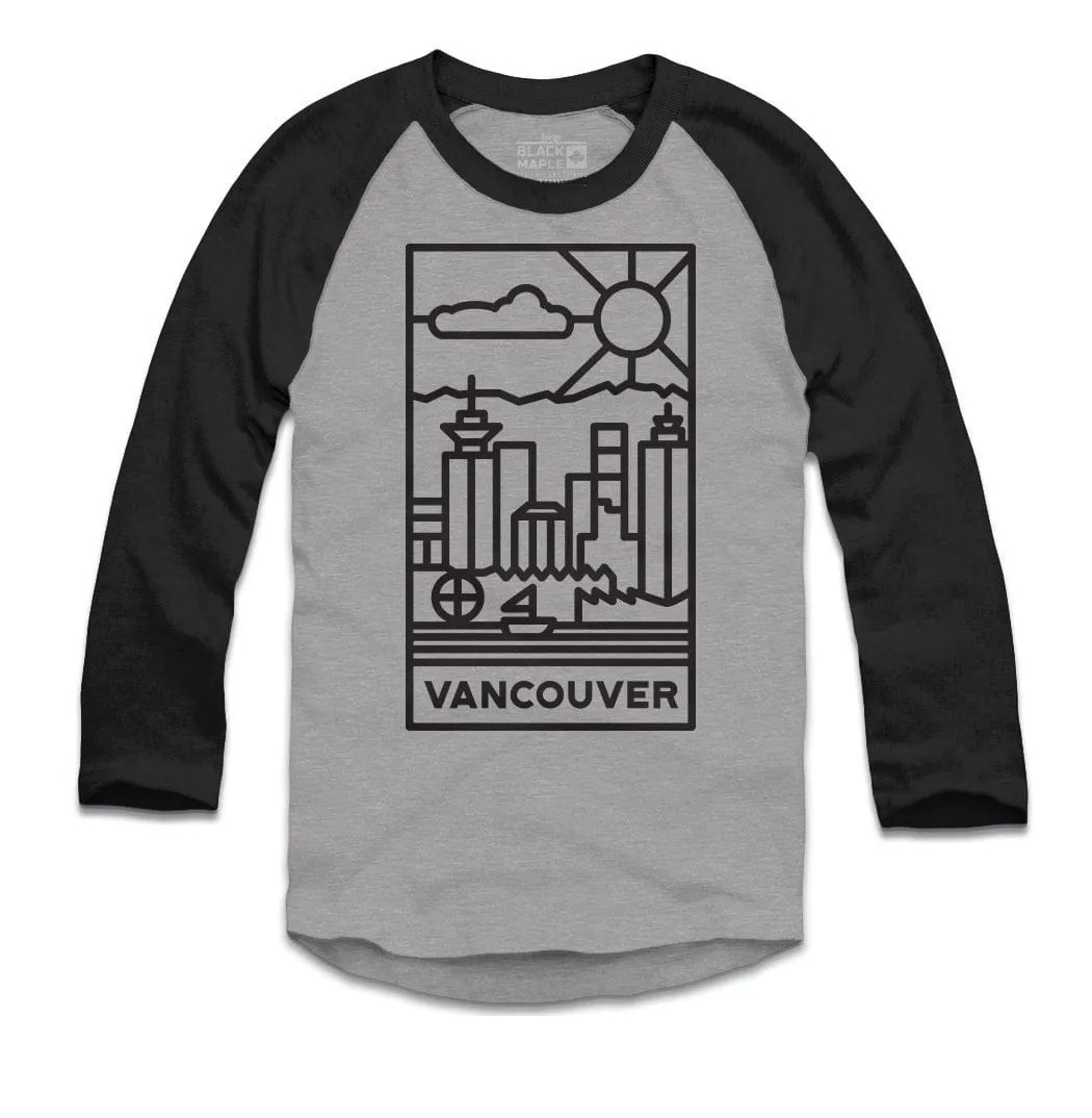 Vancouver Stained Glass Dark Logo Raglan Baseball Shirt sold by Black Maple Trading