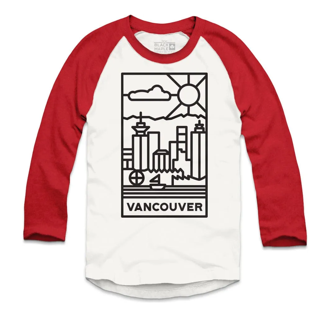 Vancouver Stained Glass Dark Logo Raglan Baseball Shirt sold by Black Maple Trading product image thumbnail 2