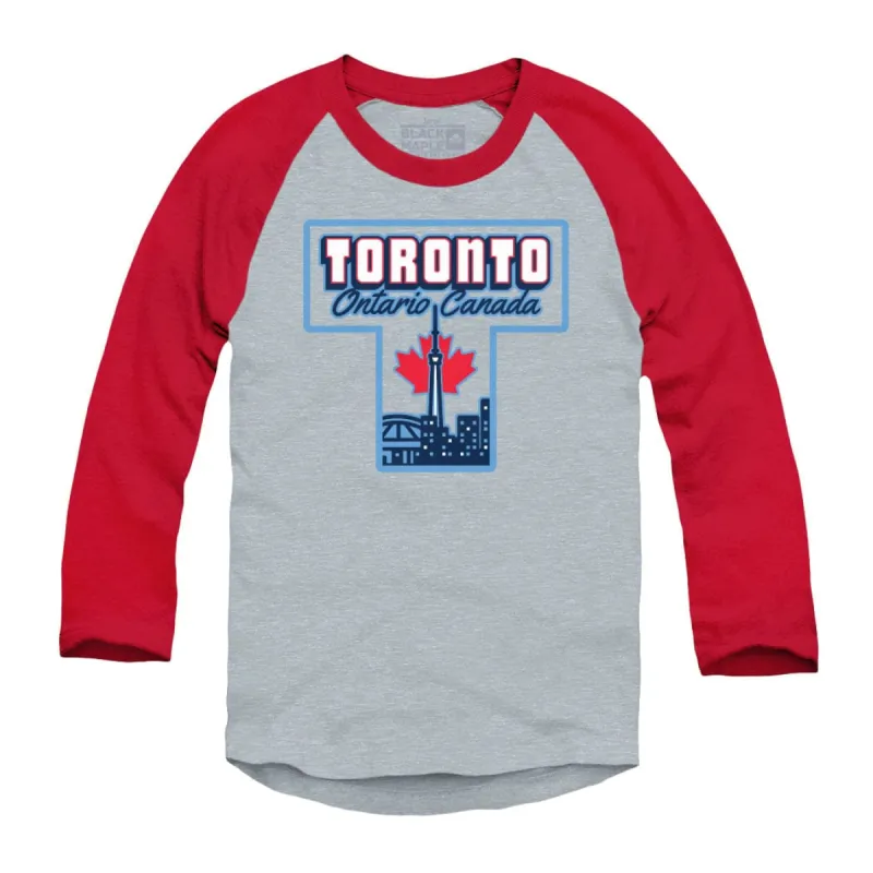 Toronto Ontario T Raglan Baseball Shirt made by Black Maple Trading