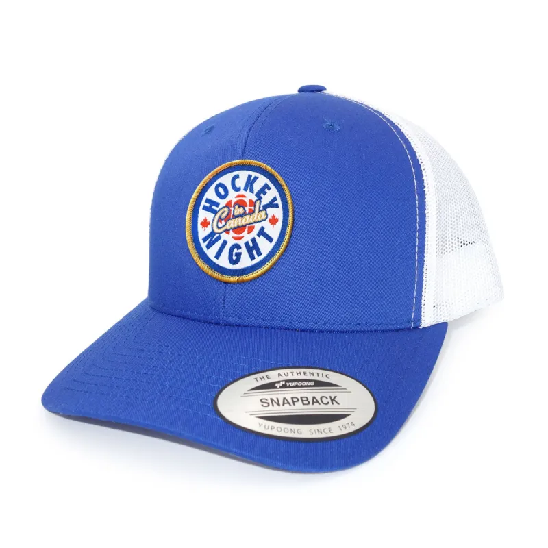 Hockey Night in Canada Royal Blue and White Trucker Cap sold by Black Maple Trading