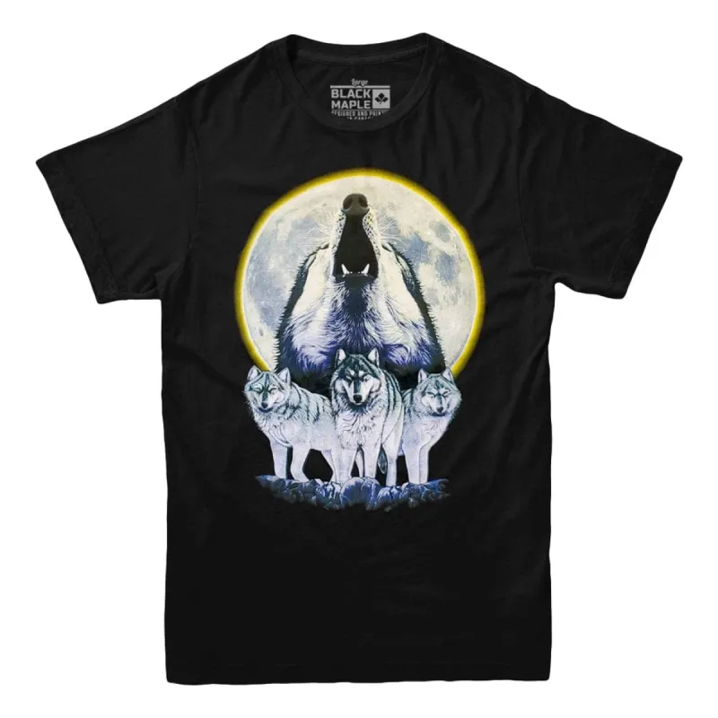 Howling Wolf Retro Wildlife Print T-shirt sold by Black Maple Trading