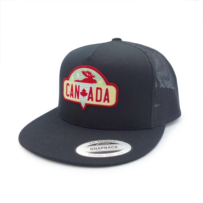 Canada Moose and Goose Black Flat Brim Trucker Cap sold by Black Maple Trading