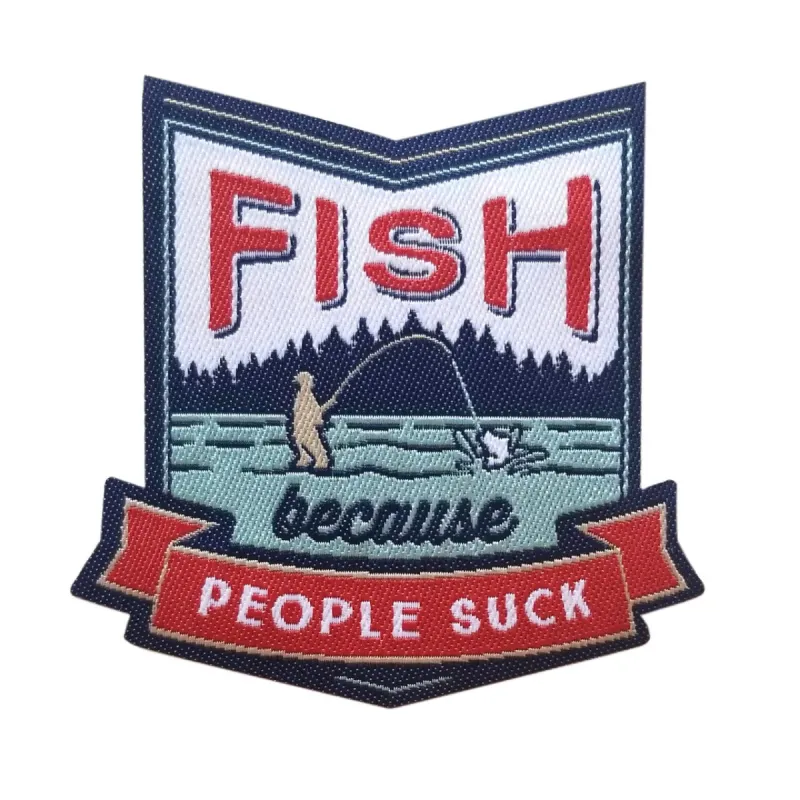 Fish Because People Suck Iron On Patch sold by Black Maple Trading