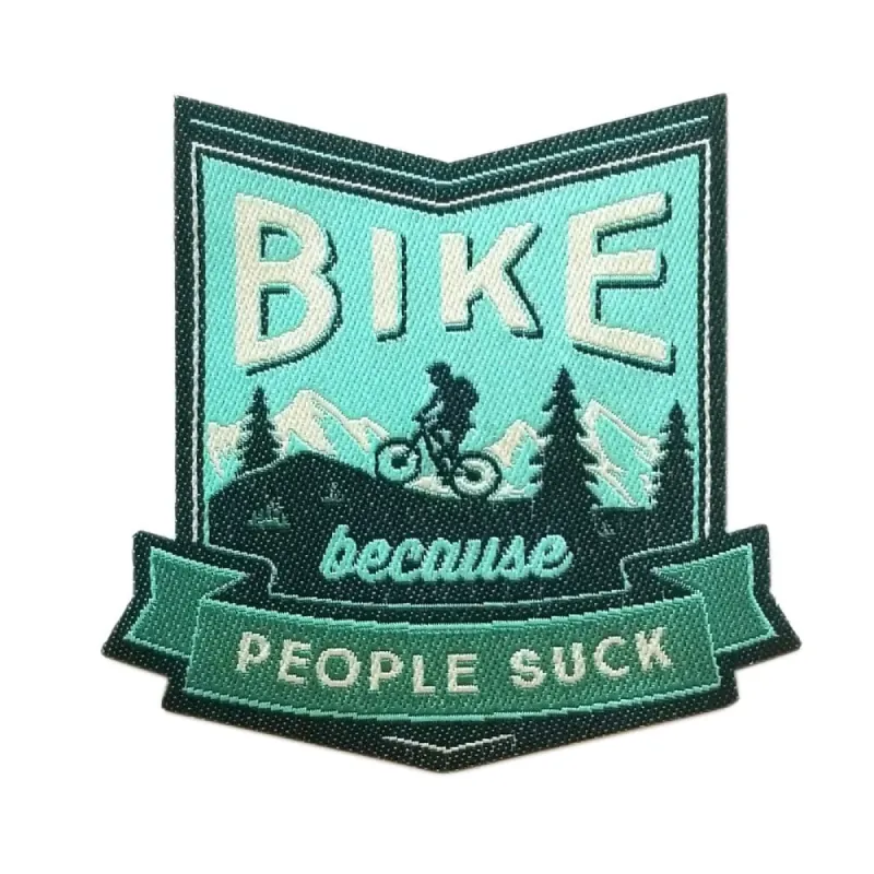 Bike Because People Suck Iron On Patch sold by Black Maple Trading