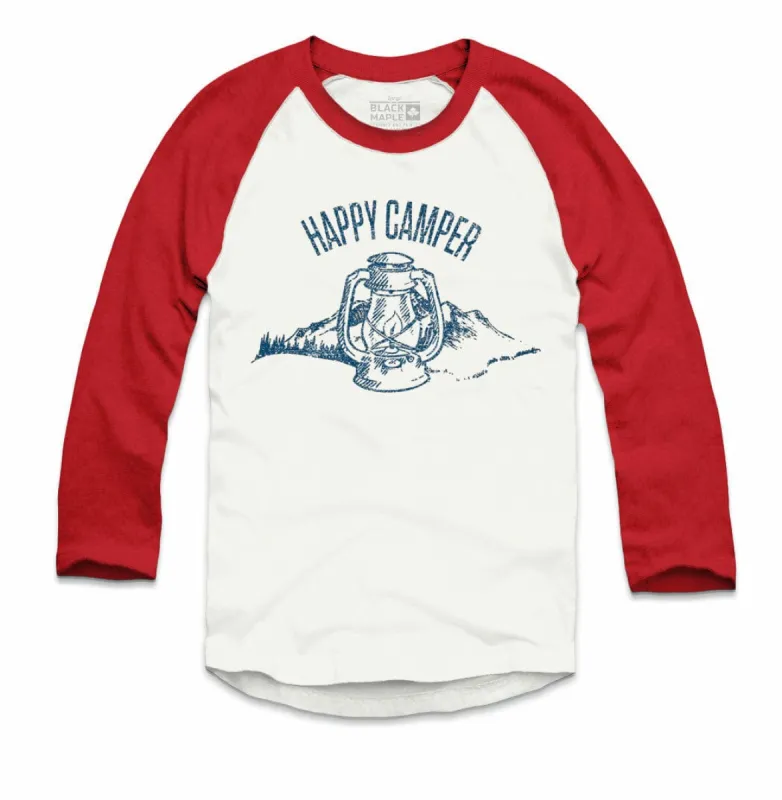 Happy Camper Raglan Baseball Shirt sold by Black Maple Trading