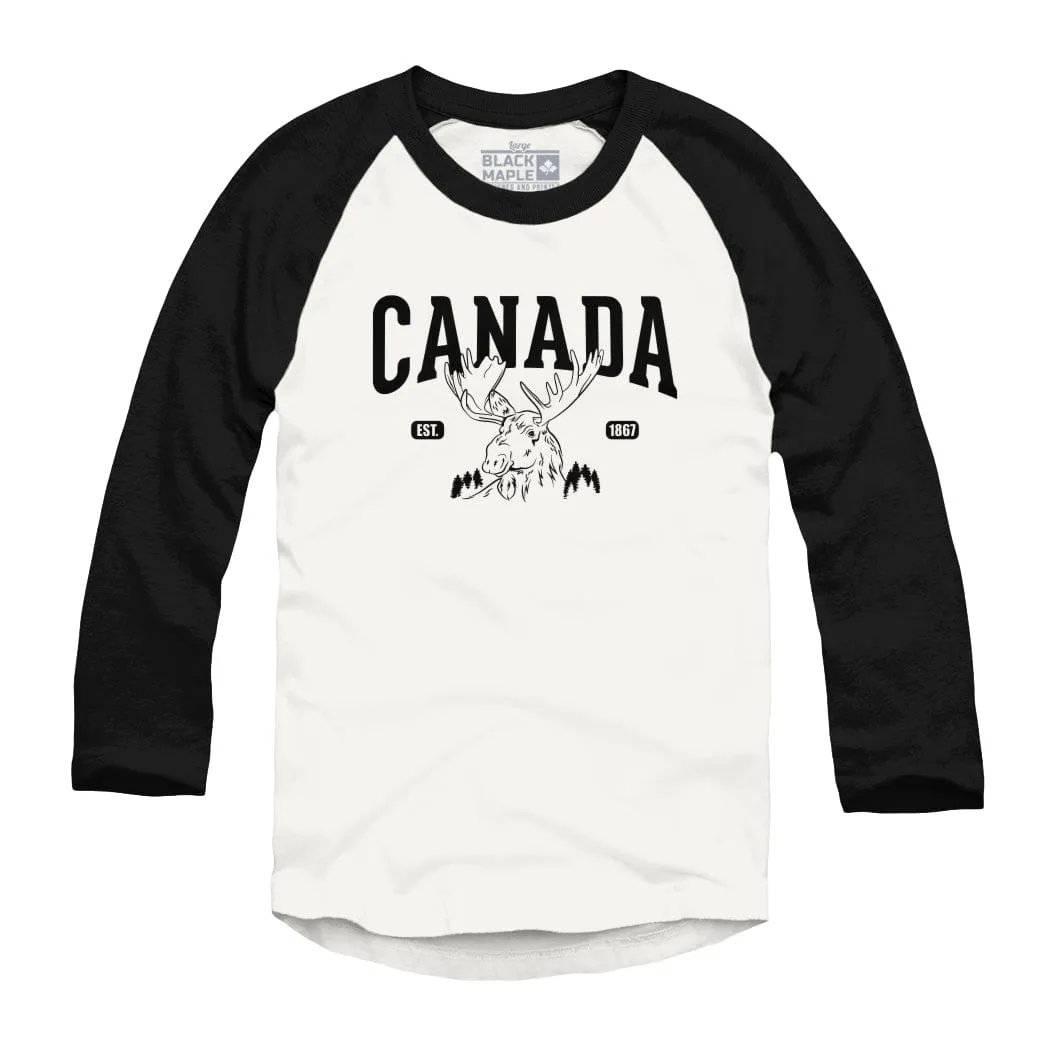 Canada Moose Est 1867 Raglan Baseball Shirt sold by Black Maple Trading