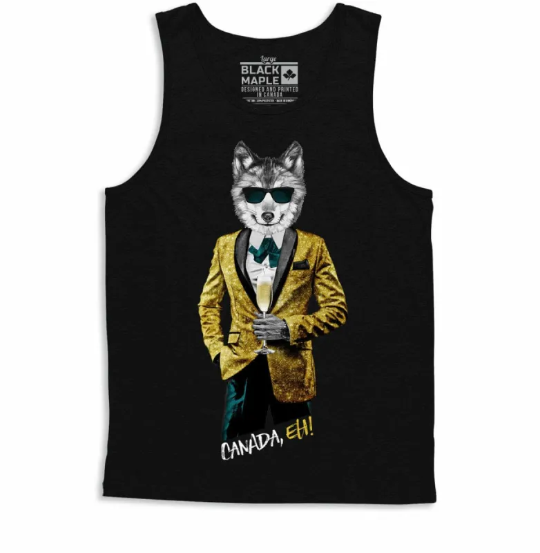 Tuxedo Wolf with Champagne Mens Tanktop made by Black Maple Trading