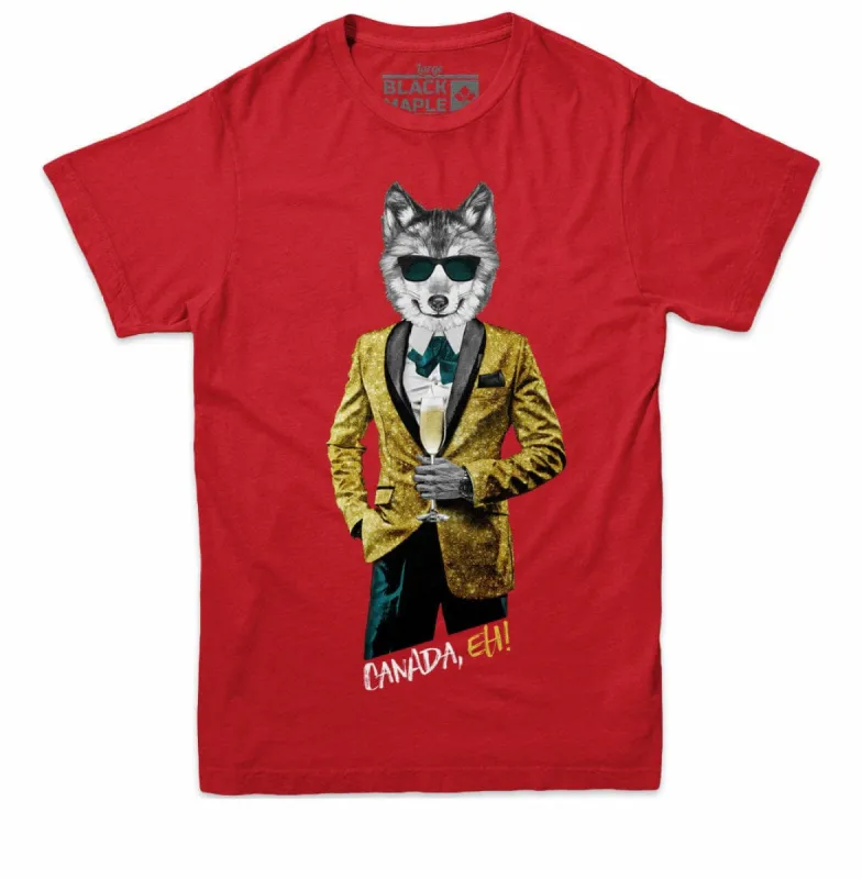 Tuxedo Wolf with Champagne Mens T-shirt sold by Black Maple Trading