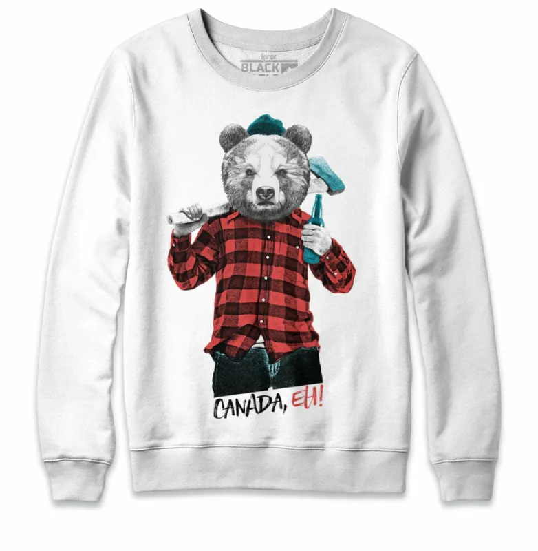 Lumberjack Bear with Beer Crewneck Sweatshirt sold by Black Maple Trading