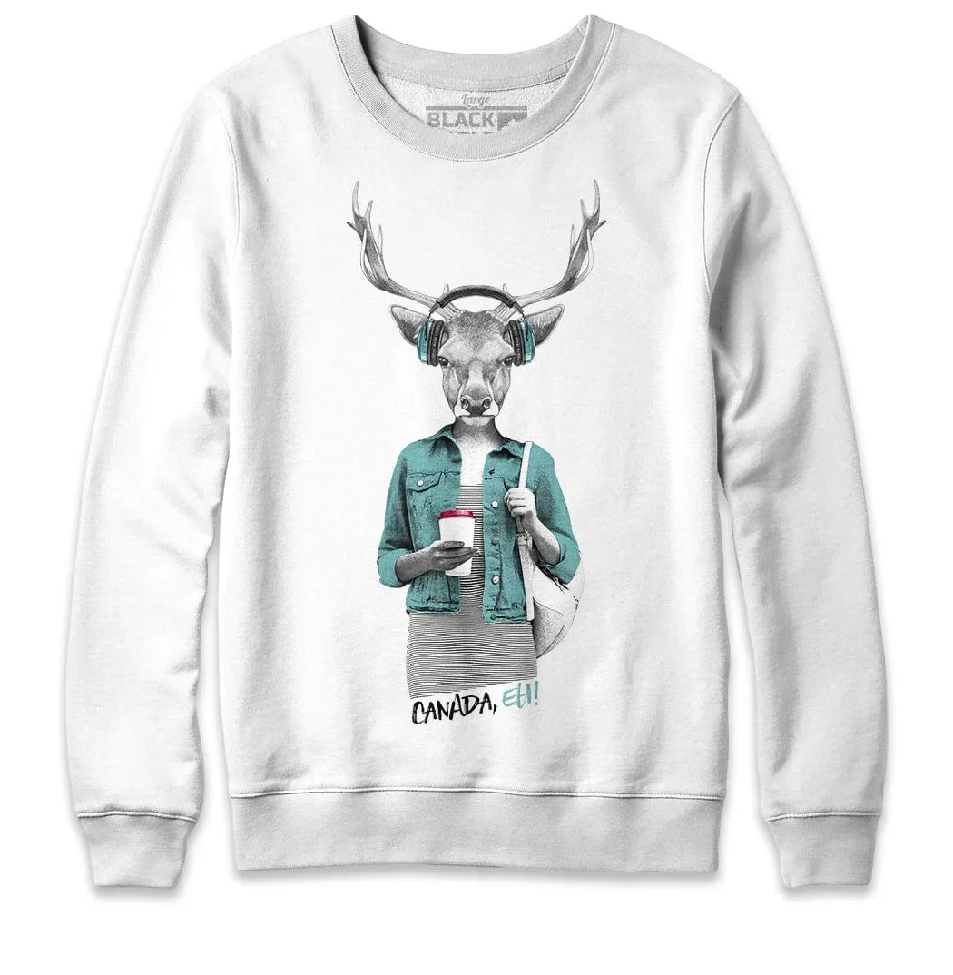 Deer with Latte Crewneck Sweatshirt sold by Black Maple Trading